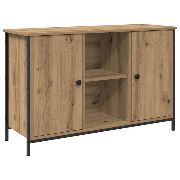 Meuble TV vidaXL Noir Chêne 101x35x65 cm Bois reconstitué et Acier