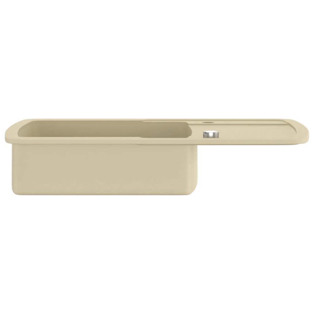 vidaXL Évier de cuisine Granit Seul lavabo Beige