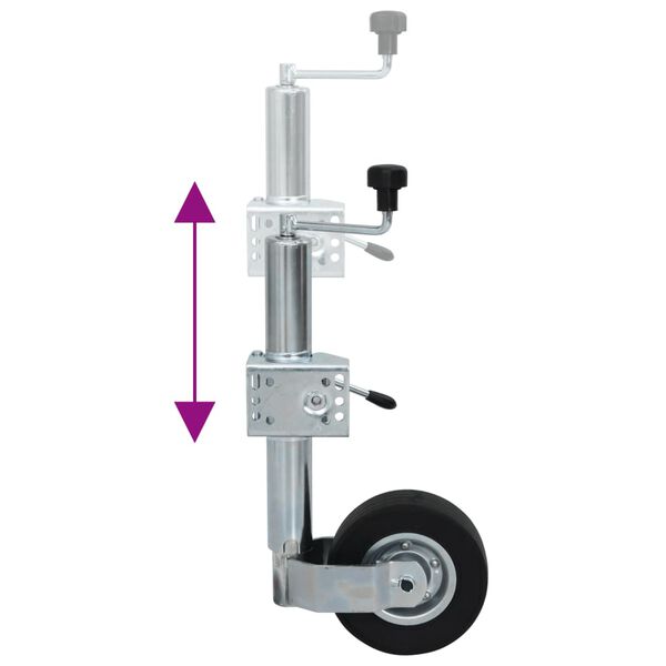 vidaXL Cric à roue pour remorque 60 mm 2 tubes de soutien 3 pinces