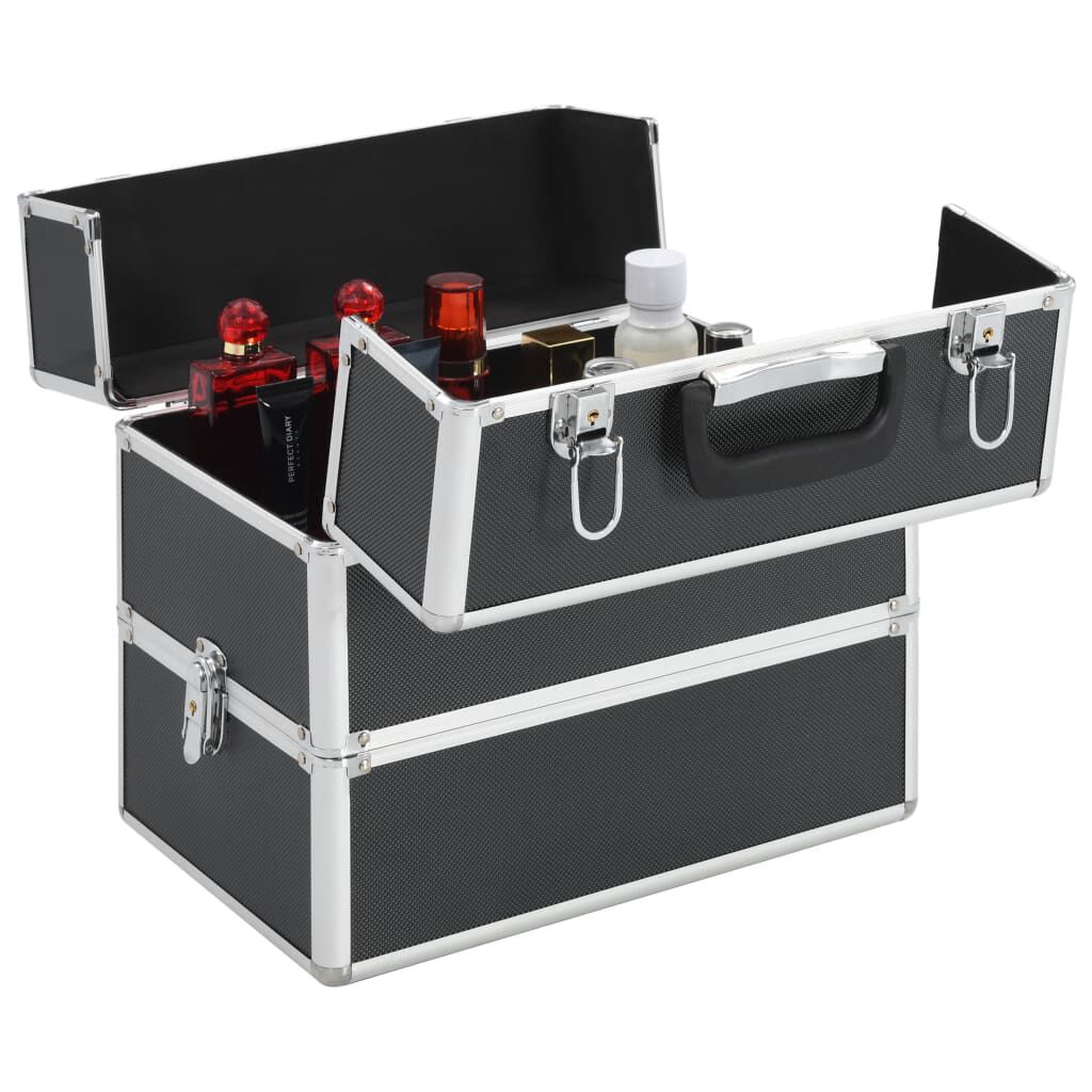 vidaXL Mallette à maquillage 37x24x35 cm Noir Aluminium