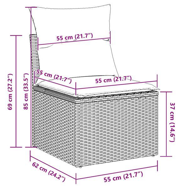 vidaXL Ensemble de canapé de jardin 7 pièces avec coussins en poly rotin beige