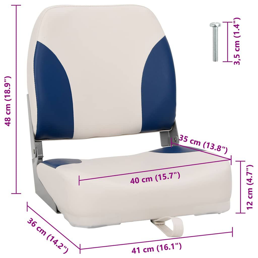 vidaXL Ensemble de sièges de bateau pliables 2 pcs oreiller bleu blanc