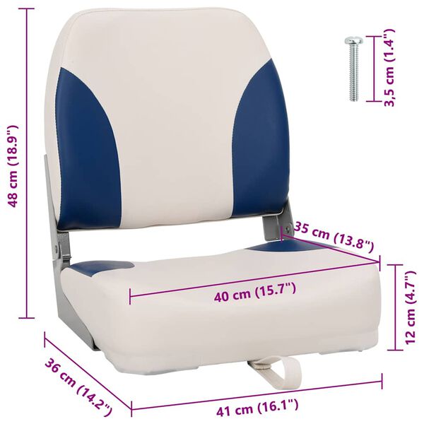 vidaXL Ensemble de sièges de bateau pliables 2 pcs oreiller bleu blanc