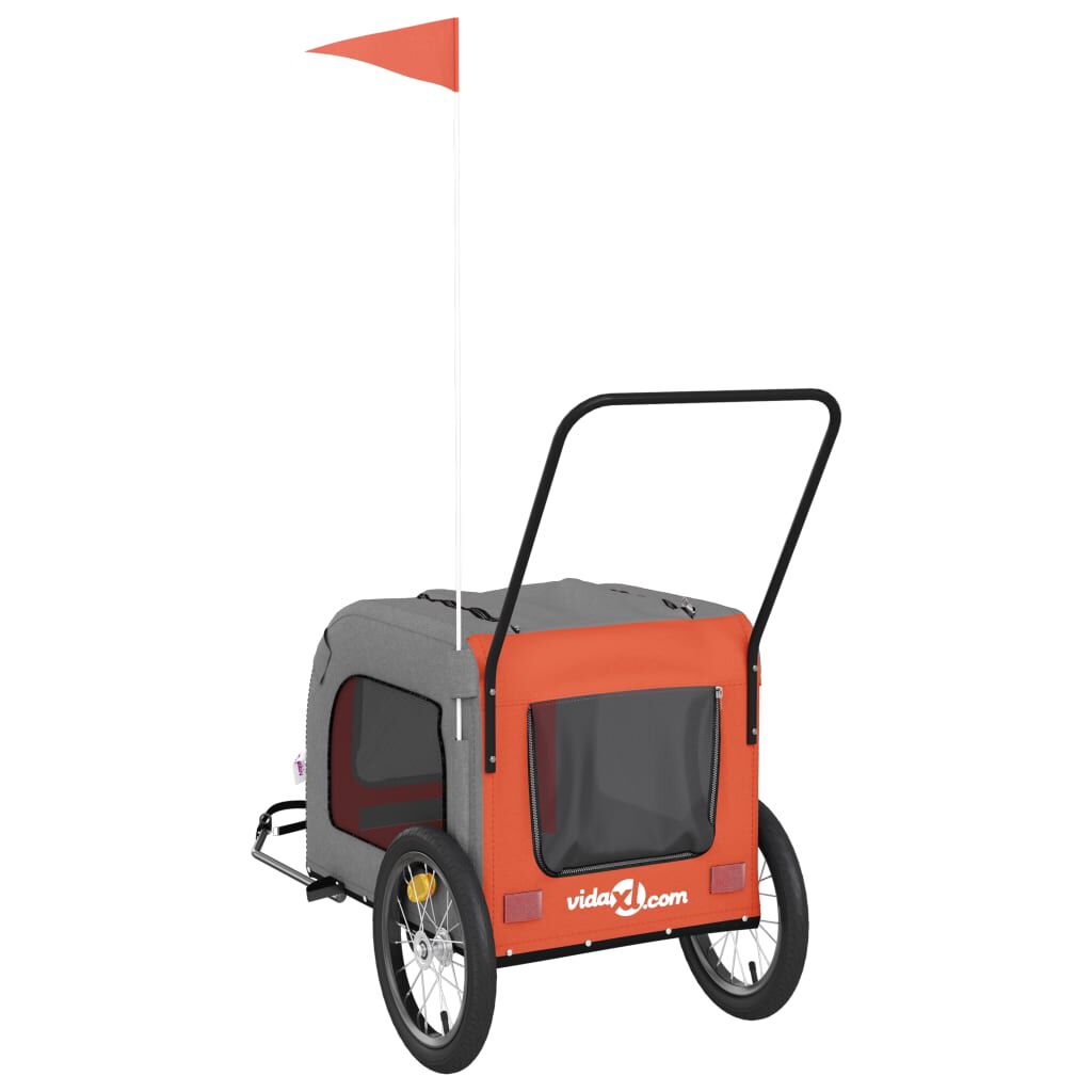 vidaXL Remorque de vélo pour animaux de compagnie orange et gris