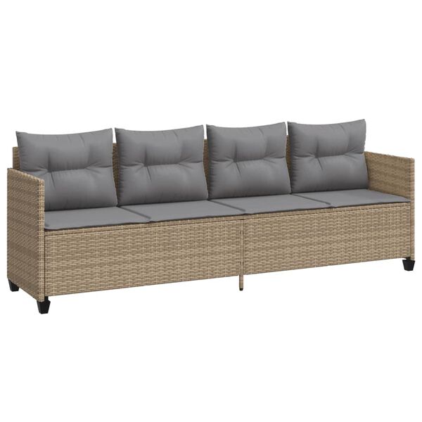 vidaXL Chaise longue avec coussins beige résine tressée