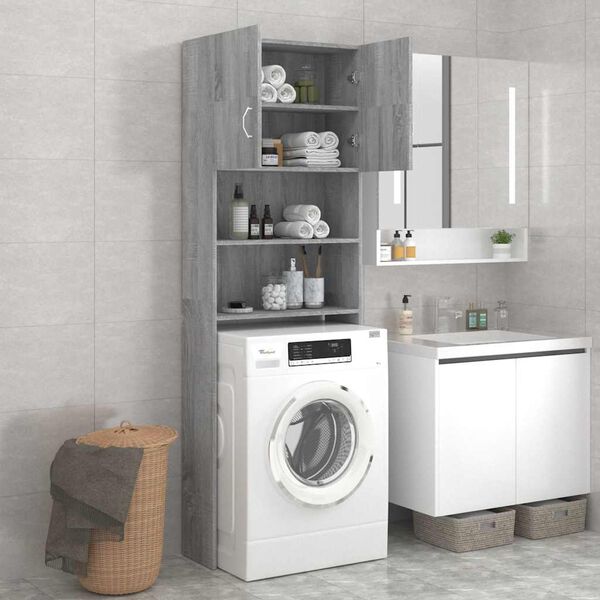 vidaXL Meuble pour machine à laver Sonoma gris 64x25,5x190 cm