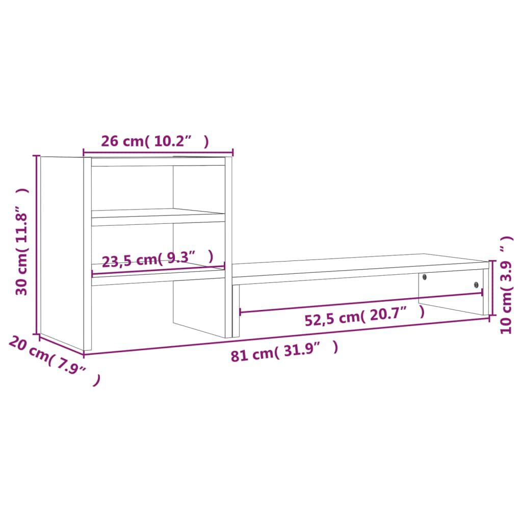 vidaXL Support pour moniteur 81x20x30 cm Bois de pin solide