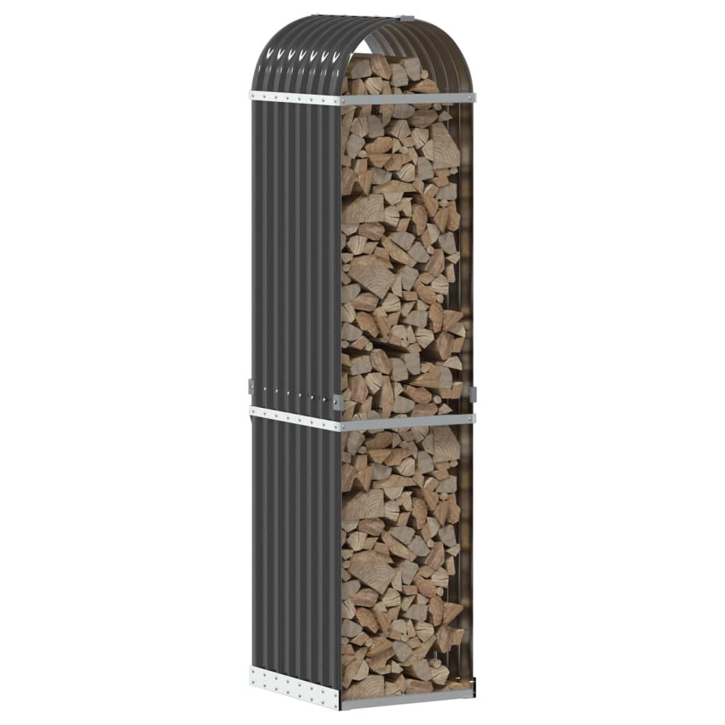 vidaXL Porte-bûches anthracite 40x45x170 cm acier galvanisé
