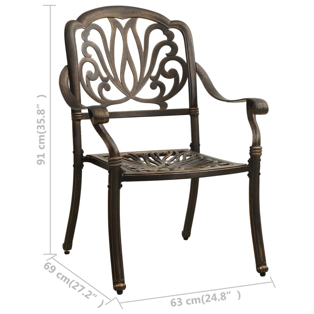 vidaXL Ensemble de bistro 3 pcs Aluminium coulé Bronze