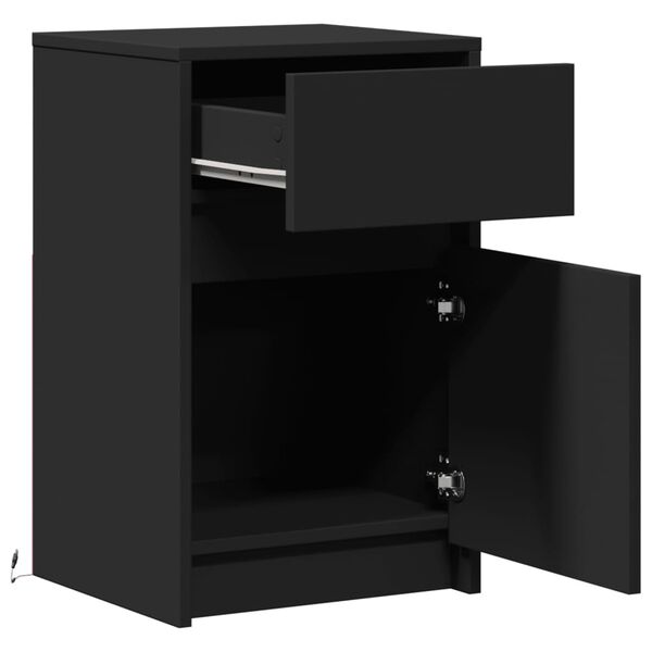 vidaXL Armoire de chevet avec lumières LED noir bois d'ingénierie