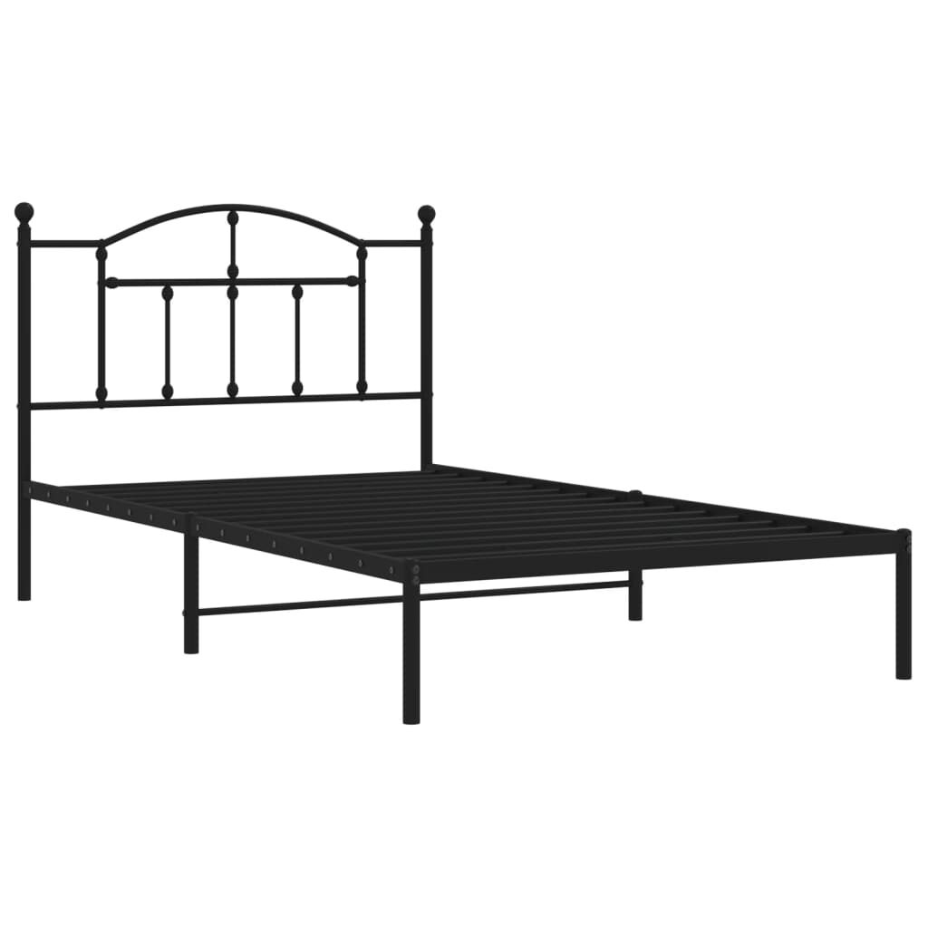 vidaXL Cadre de lit métal sans matelas avec tête de lit noir 107x203cm