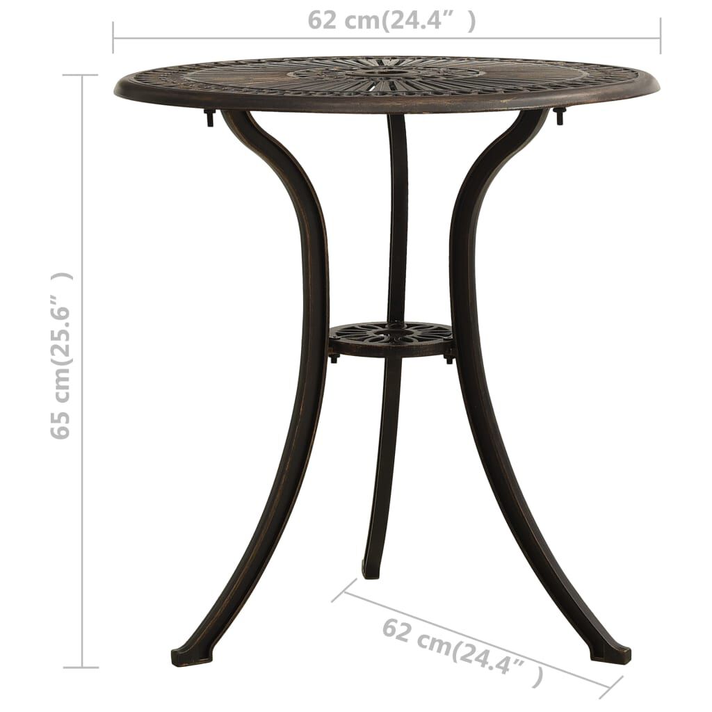 vidaXL Ensemble de bistro 3 pcs Aluminium coulé Bronze