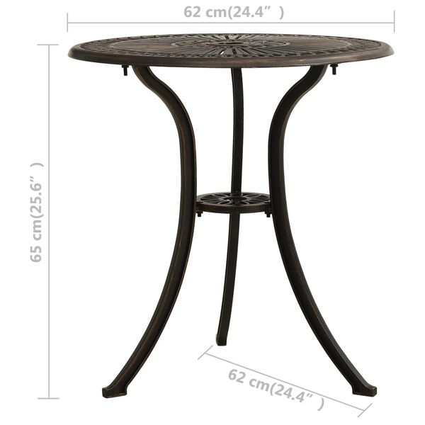 vidaXL Ensemble de bistro 3 pcs Aluminium coulé Bronze