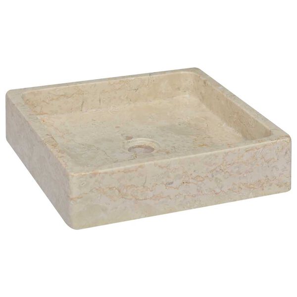 vidaXL Lavabo Crème 40x40x10 cm Marbre