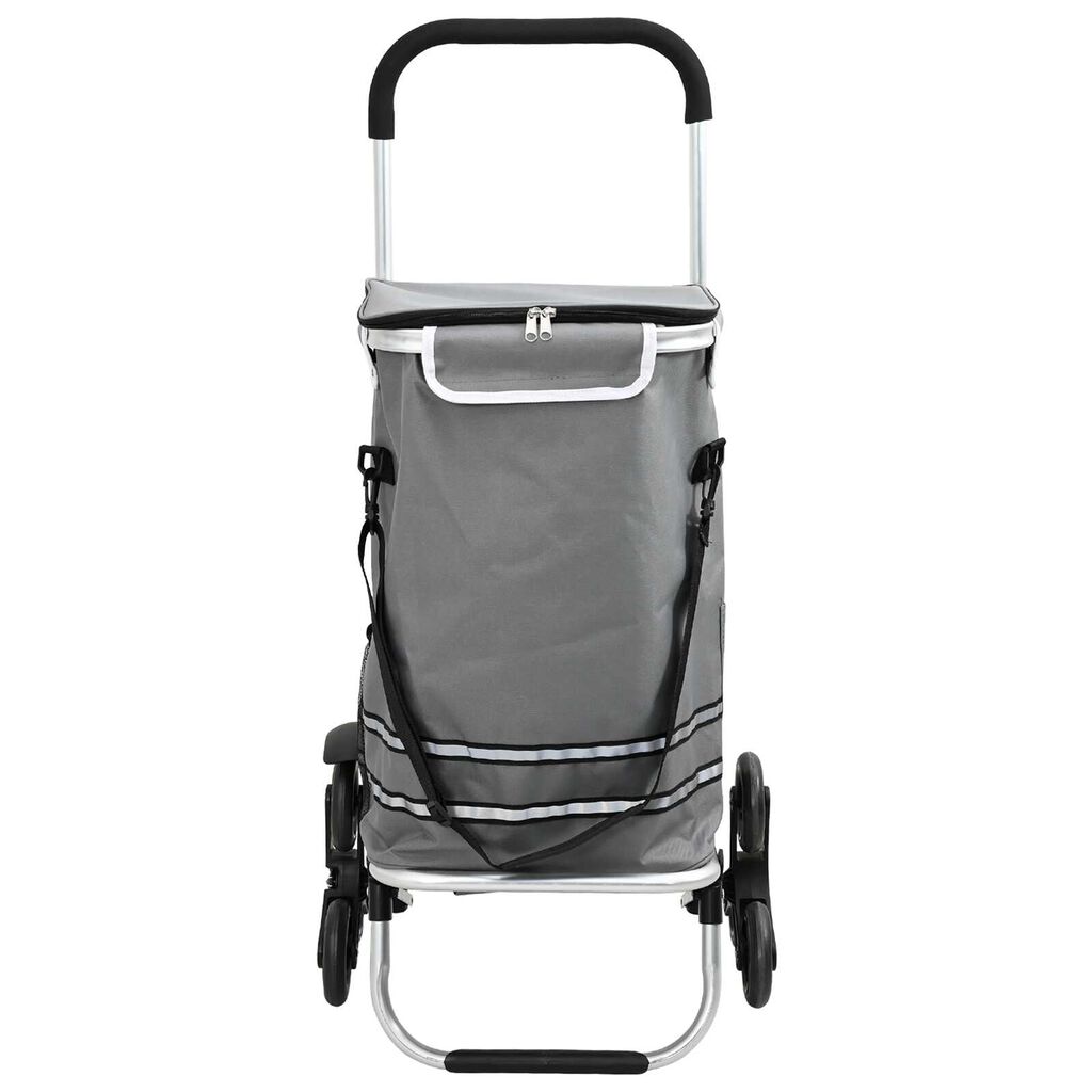 Chariot de courses vidaXL avec roues et poignée réglable Gris 40 L