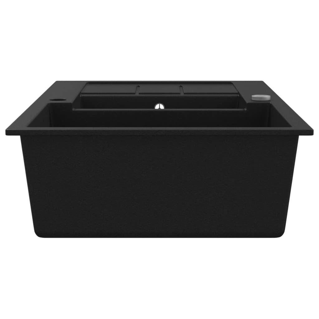 vidaXL Évier de cuisine en granit Double bac Noir