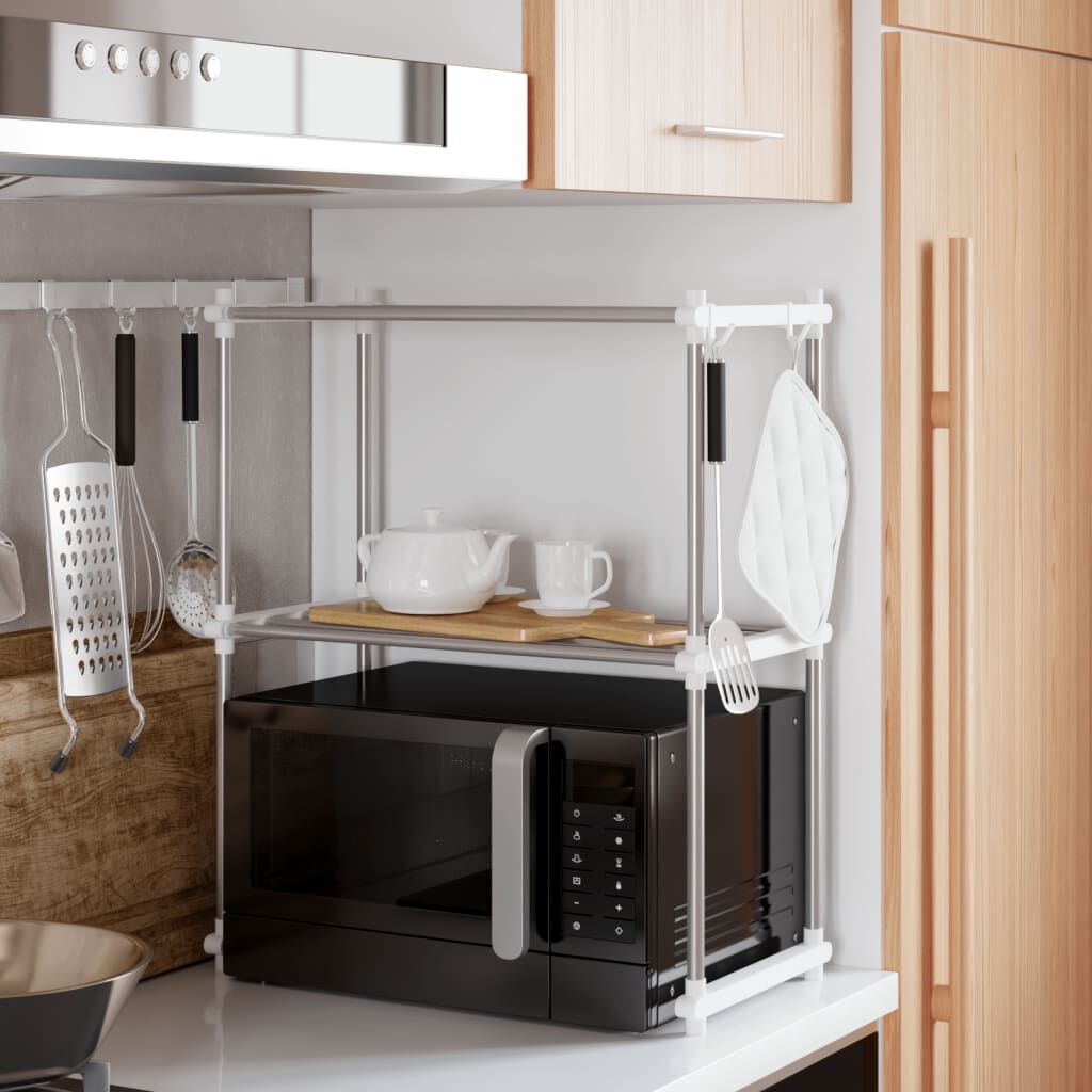 vidaXL Étagère pour micro-ondes blanc 51x27x63 cm aluminium