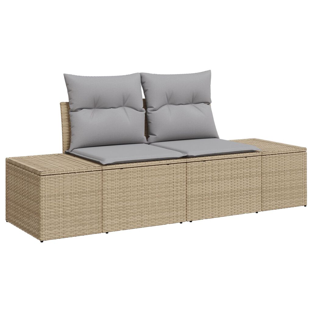 vidaXL Ensemble de canapé de jardin 7 pièces avec coussins en poly rotin beige