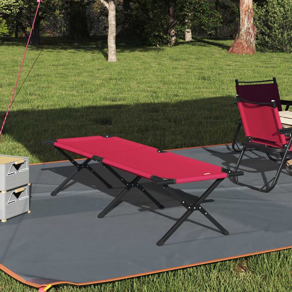 vidaXL Lit de soleil pliant avec sac de transport Rouge en tissu Oxford 600D