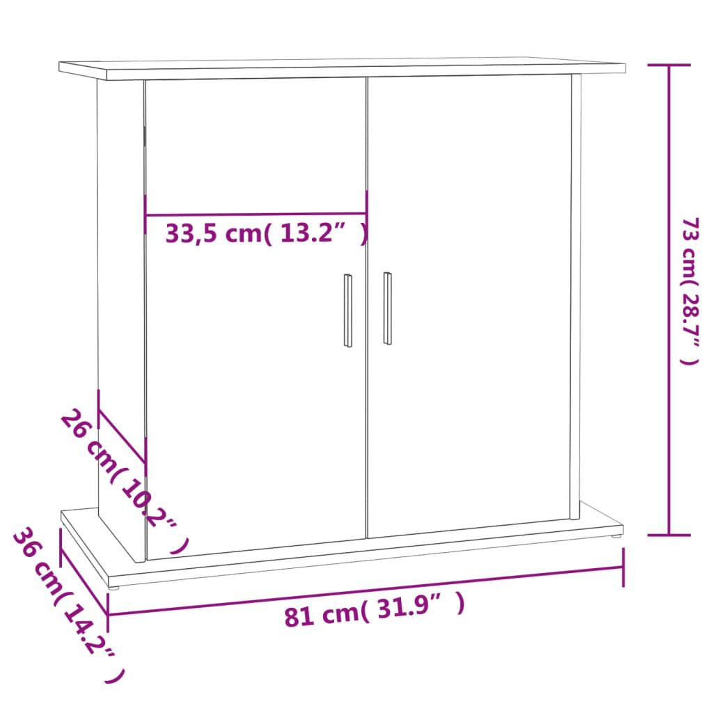 vidaXL Support pour aquarium chêne fumé 81x36x73 cm bois d'ingénierie