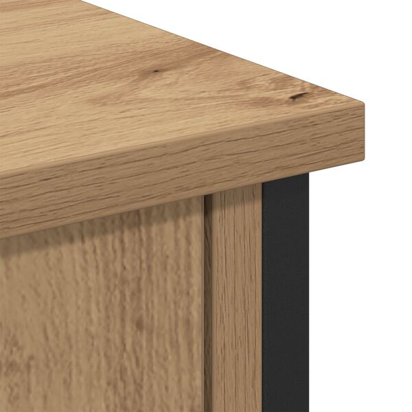 Meuble TV vidaXL Noir Chêne 101x35x65 cm Bois reconstitué et Acier