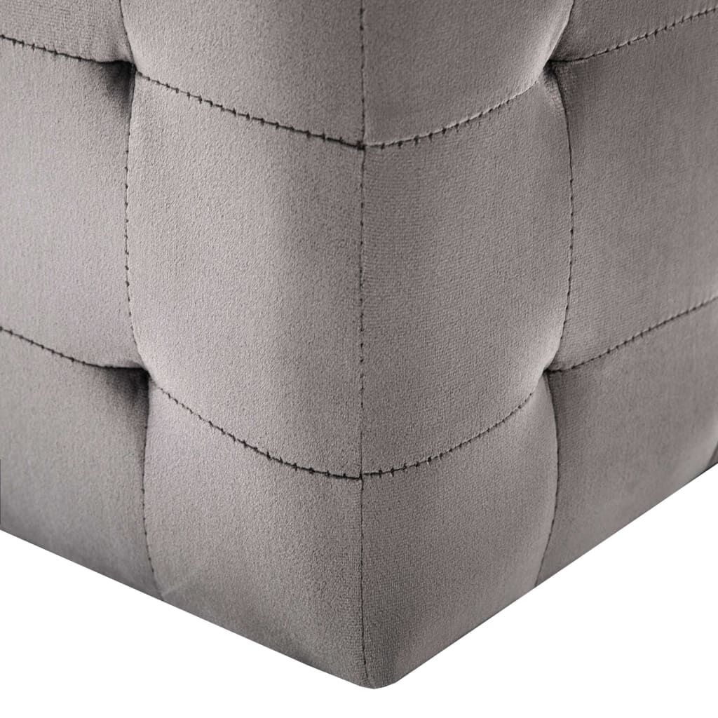 vidaXL 2 pcs Poufs Gris 30 x 30 x 30 cm Tissu velours
