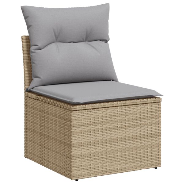 vidaXL Ensemble de canapé de jardin 7 pièces avec coussins en poly rotin beige