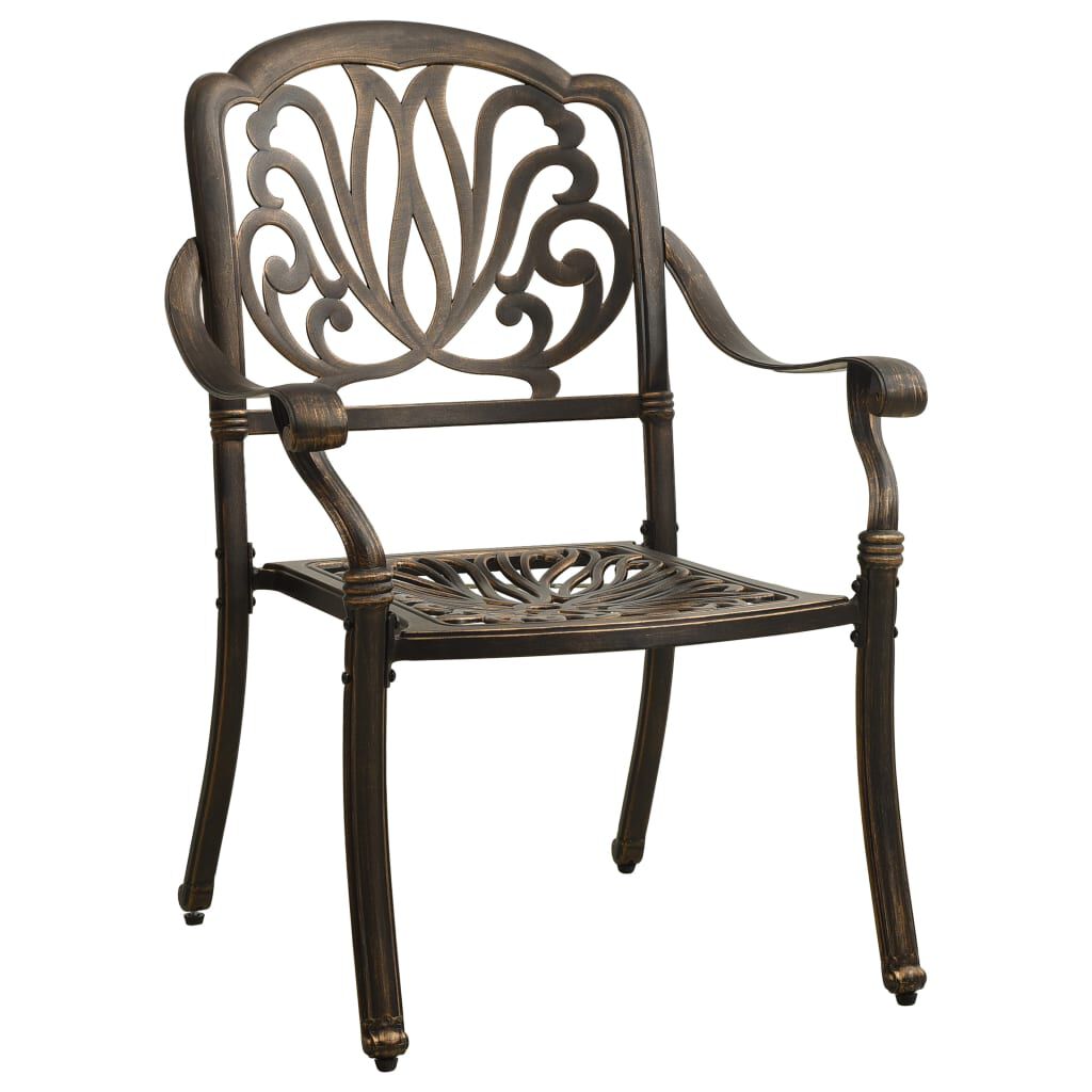 vidaXL Ensemble de bistro 3 pcs Aluminium coulé Bronze