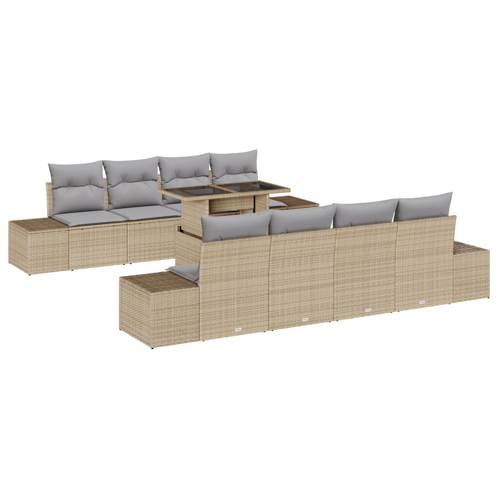 vidaXL Ensemble de canapé de jardin 7 pièces avec coussins en poly rotin beige