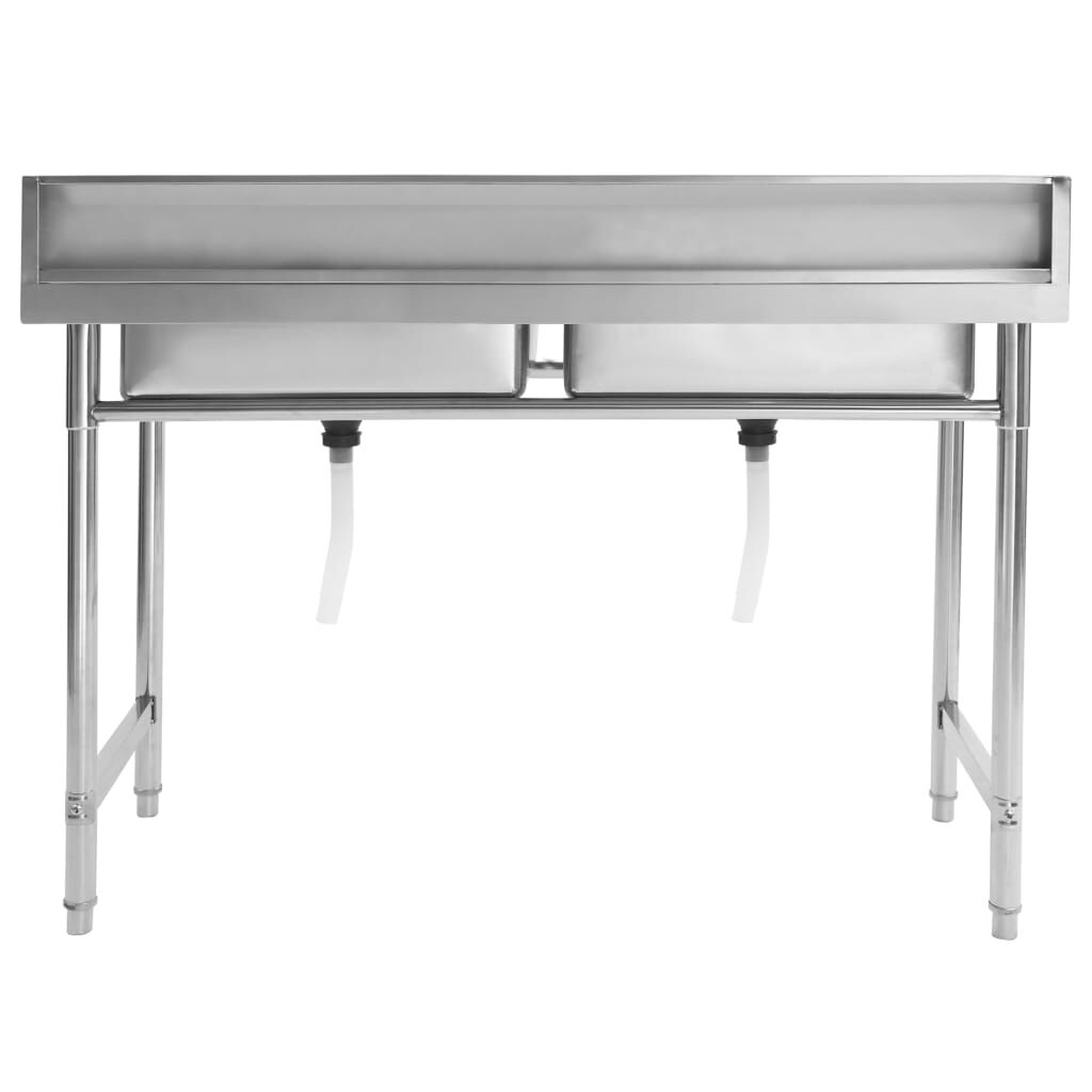 vidaXL Évier de cuisine à lavabo double Acier inoxydable