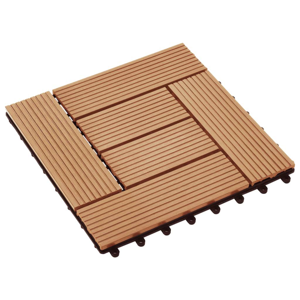 vidaXL Carreau de terrasse 11 pcs WPC 30 x 30 cm 1 m² Couleur Teck