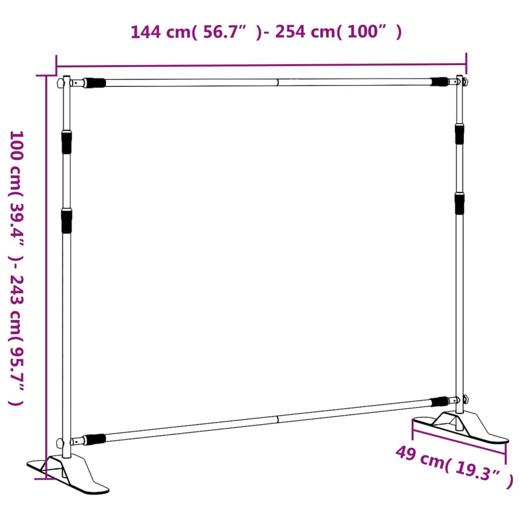 vidaXL Support de toile de fond noir 254x243 cm acier